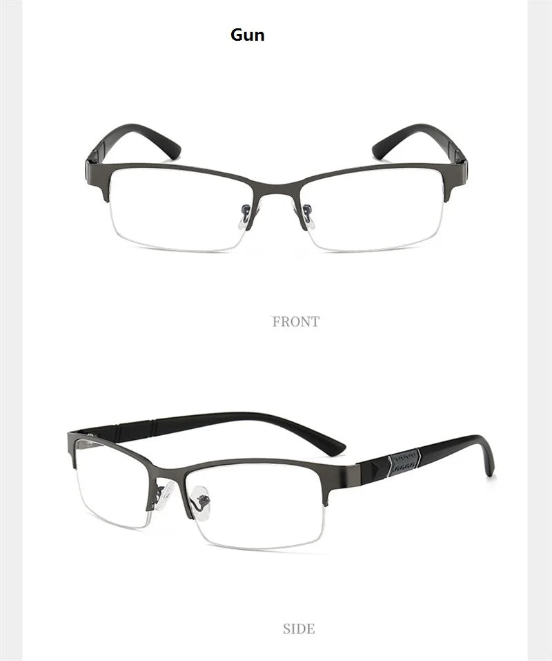 Men's Blue Light Blocking Reading Glasses Vintage Retro Metal Half Frame Eyeglasses Unisex Classic Business Eyewear Presbyopia