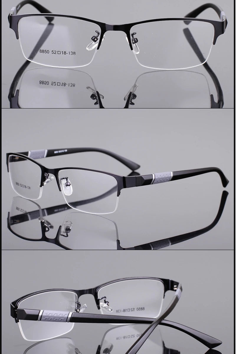 Men's Blue Light Blocking Reading Glasses Vintage Retro Metal Half Frame Eyeglasses Unisex Classic Business Eyewear Presbyopia