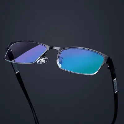 Men's Blue Light Blocking Reading Glasses Vintage Retro Metal Half Frame Eyeglasses Unisex Classic Business Eyewear Presbyopia