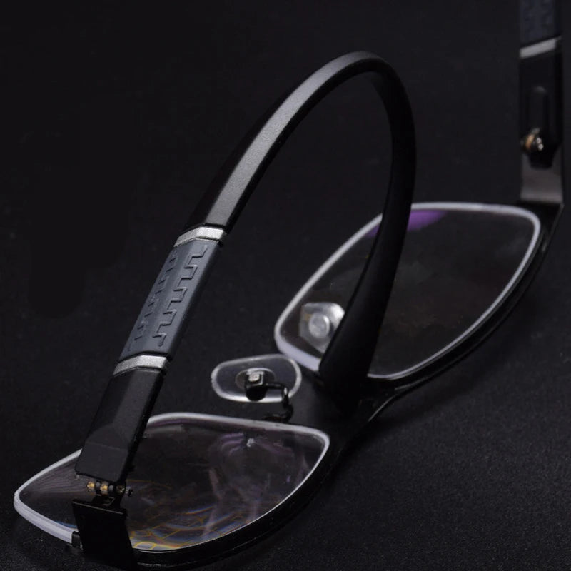 Men's Blue Light Blocking Reading Glasses Vintage Retro Metal Half Frame Eyeglasses Unisex Classic Business Eyewear Presbyopia