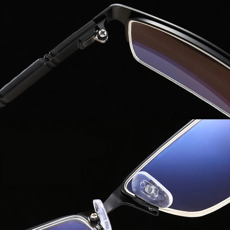 Men's Blue Light Blocking Reading Glasses Vintage Retro Metal Half Frame Eyeglasses Unisex Classic Business Eyewear Presbyopia